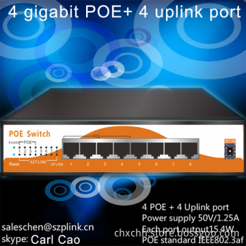XTDP-Link gigabit poe switch for hikvision DAHUA camera 8 channel poe switch 4 gigabit switch and 4 ethernet port